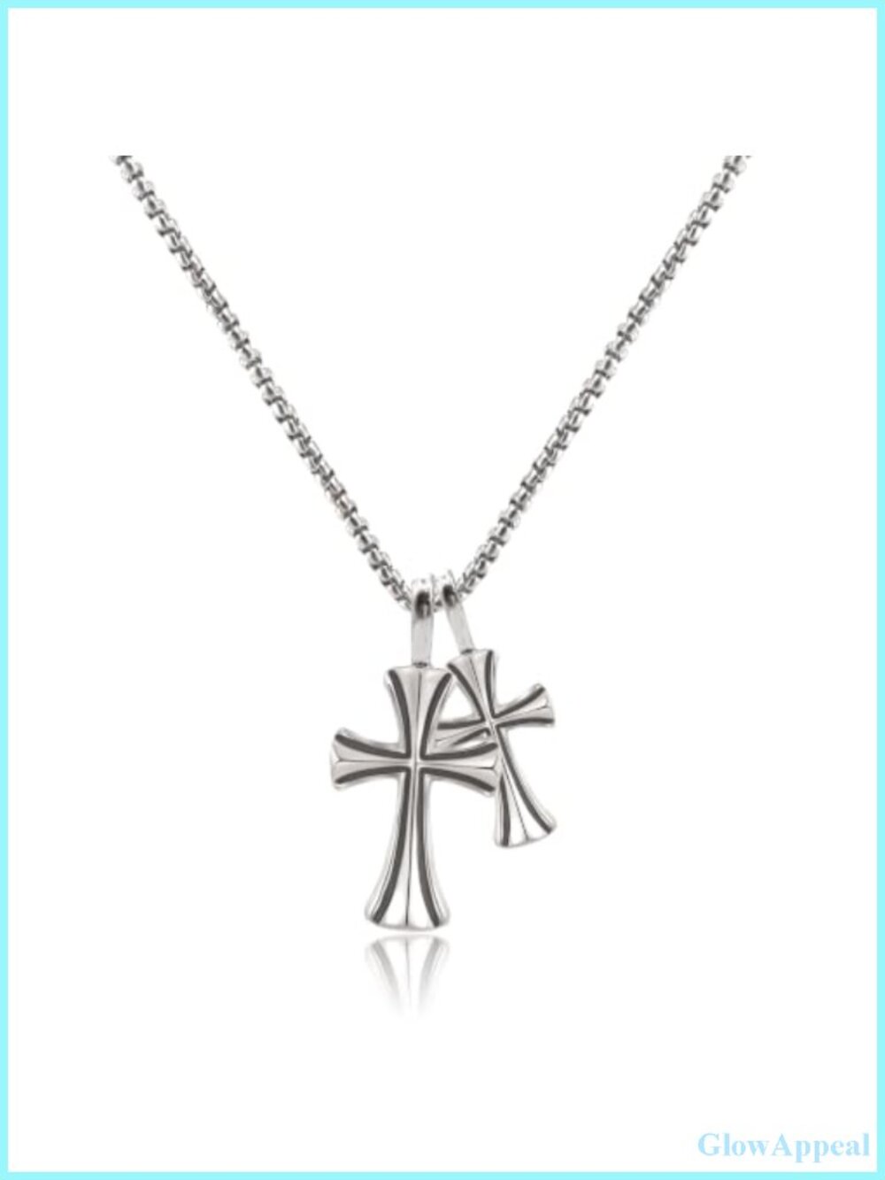 Goth Cross Pendant Necklace Stainless Steel Double Pendant Jewelry